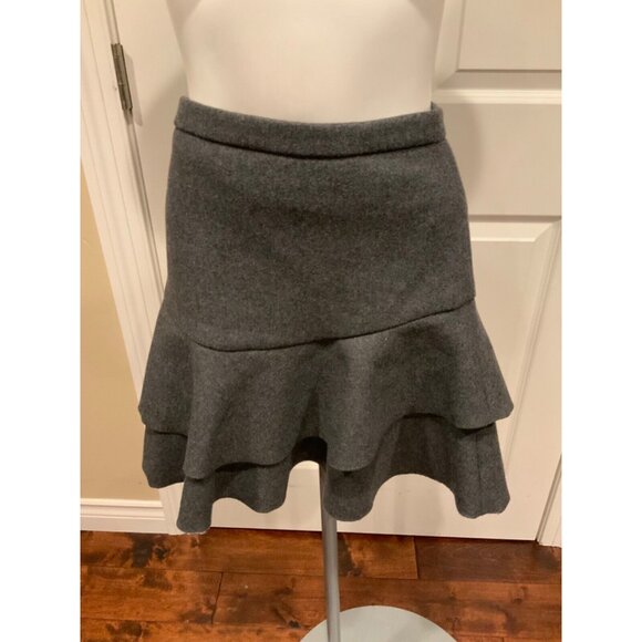 J. Crew Gray Wool Ruffle Mini Skirt, Size 2, NWT! - Picture 2 of 7